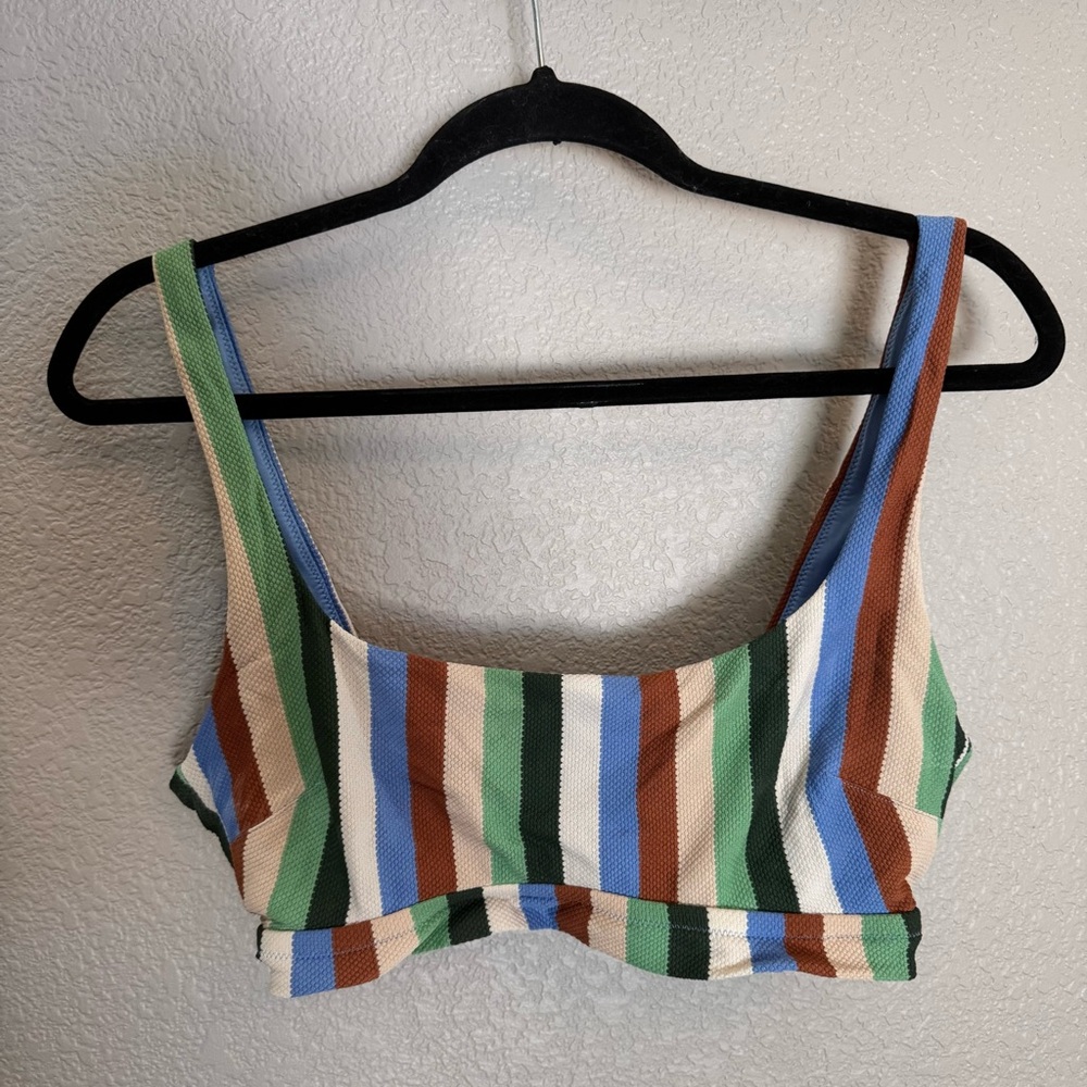 Aerie Multicolor Stripped Scoop Bikini Top - Size Large